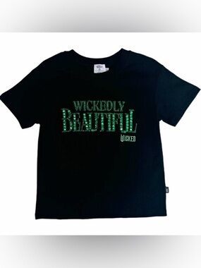 Lola + The Boys Black Wicked Tee with Green Sparkle 'Wickedly Beautiful' Graphic